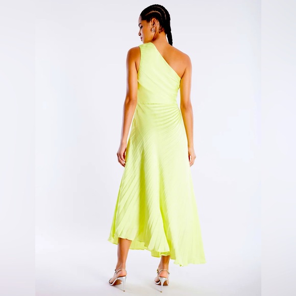 NWT BCBG Light Lime Green Pleated Gown / Maxi Dress - Picture 3 of 3